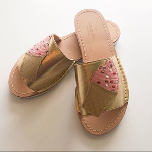 KATE SPADE Gold Ice Cream Slide Sandals 8.5‎